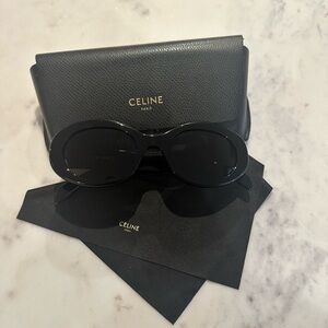 Black Authentic Celine Triomphe Oval Sunglasses, 52mm